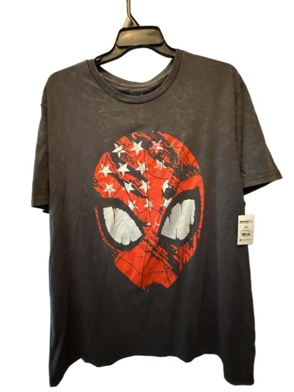 Marvel Spider-Man Men's Americana Graphic Tee with American Flag Spidey Mask
